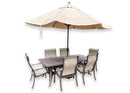 SunVilla 8 Piece Patio Dining Set with Dining Chairs Dining Table and Parasol