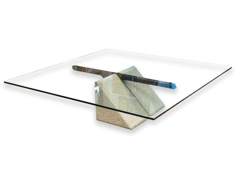 Giovanni Offredi Saporiti Concrete and Glass Contemporary Coffee Cocktail Table