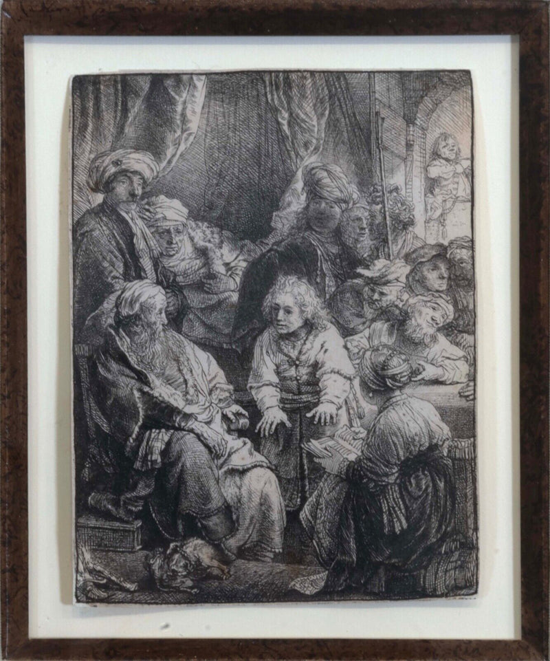 Rembrandt Van Rijn Joseph Telling His Dreams Signed Etching on Paper 1638 Framed