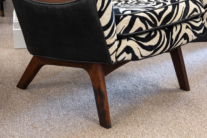 Pair of Adrian Pearsall Style Zebra Print Upholstery His and Hers Accent Chairs