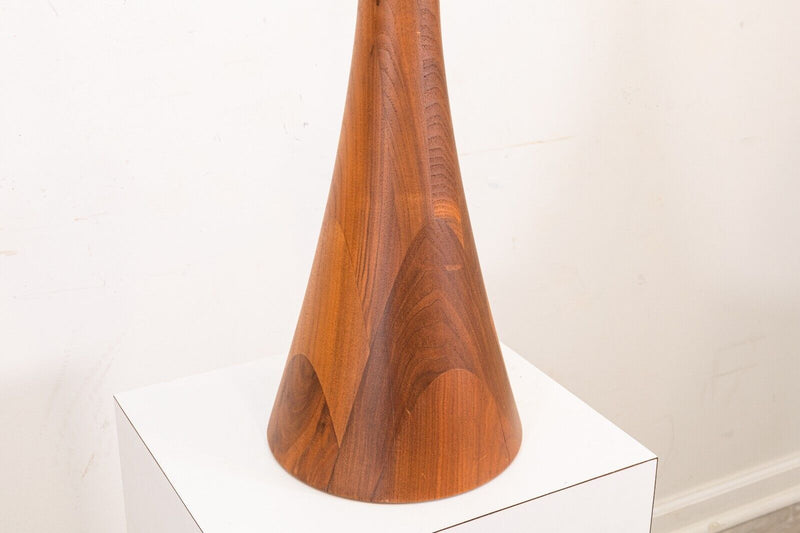 Mel Smilow Walnut and Birch Wood Mid Century Modern Hourglass Table Lamp