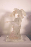 Modern Contemporary Carved Acrylic Geese in Flight Table Sculpture on Base