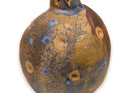 Modern Pomegranate Raku Ceramic Sculpture with Blue and Gold Glaze Signed
