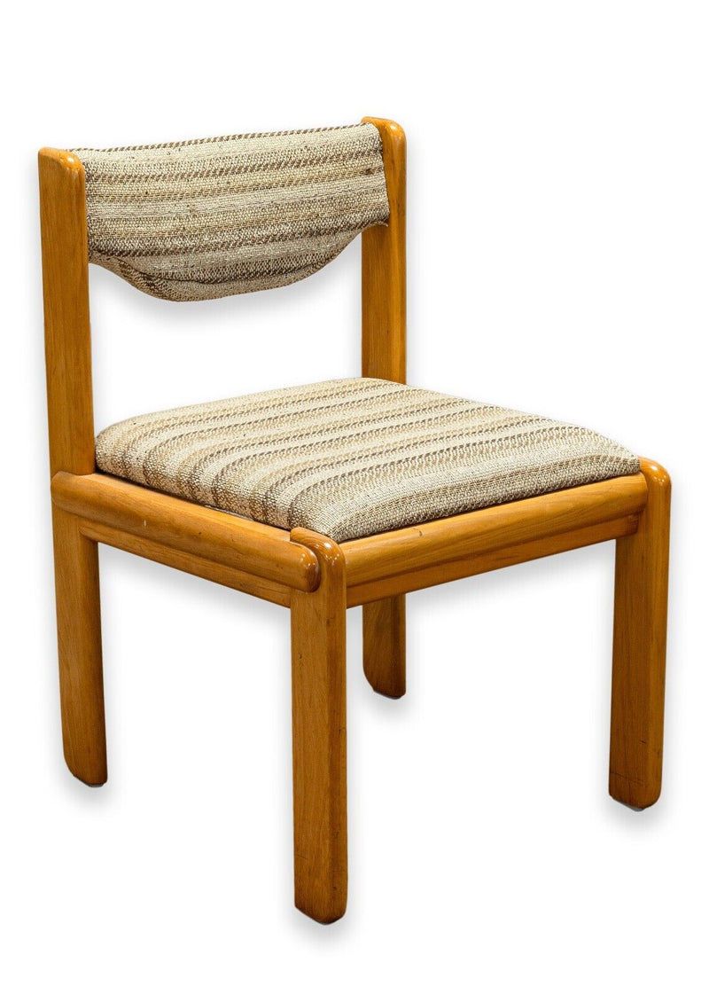 Ralph Rye for Thonet Solid Elm Side Chair with Brown Striped Upholstery Fabric