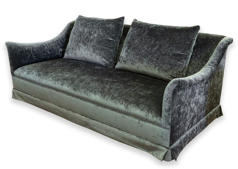 Montauk Traditional Hunter Loveseat with Custom Made Green Velvet Upholstery