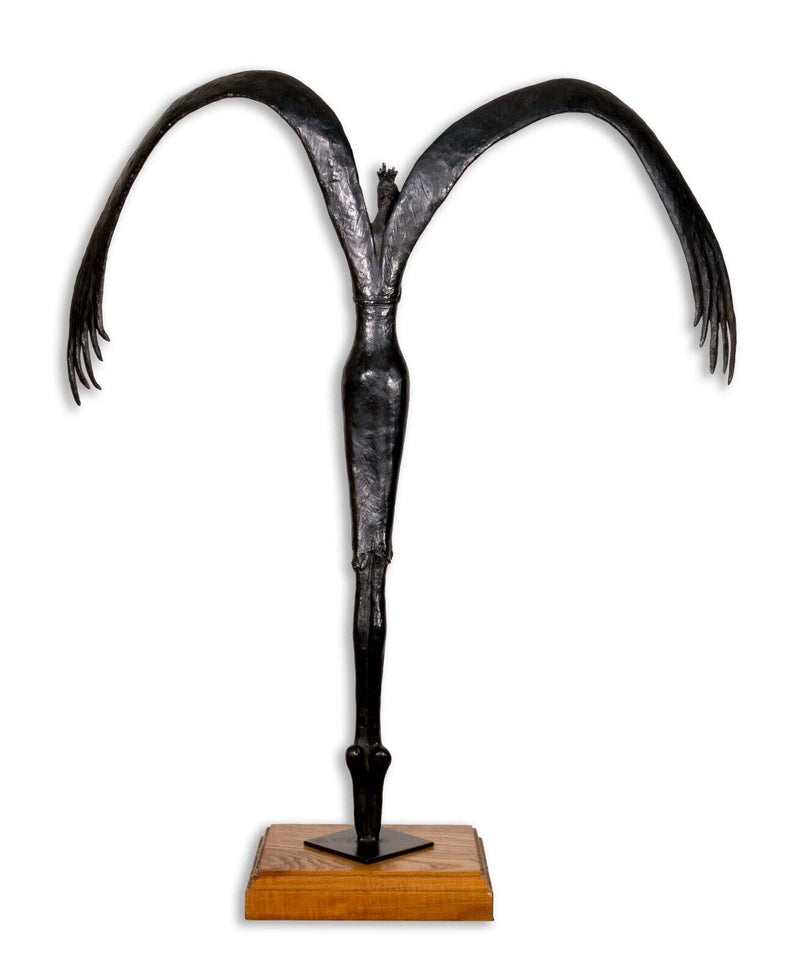 Karla Wyss Tye Bronze Sculpture of Black Swan Odile on Wood Base