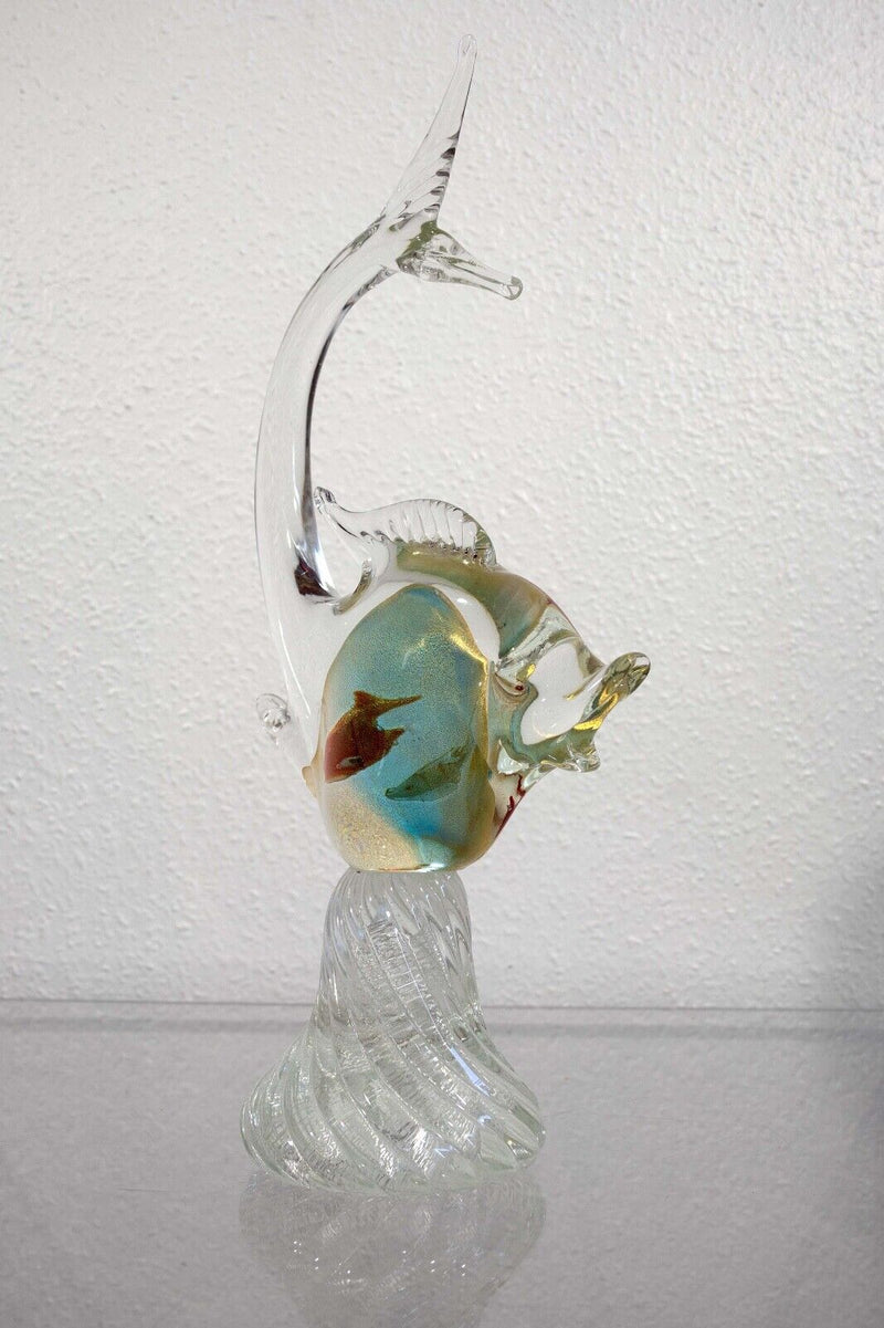 Murano Barbini Style Hand Blown Glass Fish Mid Century Modern Sculpture 1960s