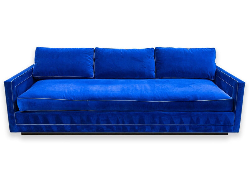 Custom Made Holly Hunt Deep Blue Velvet Fabric Contemporary Modern Sofa