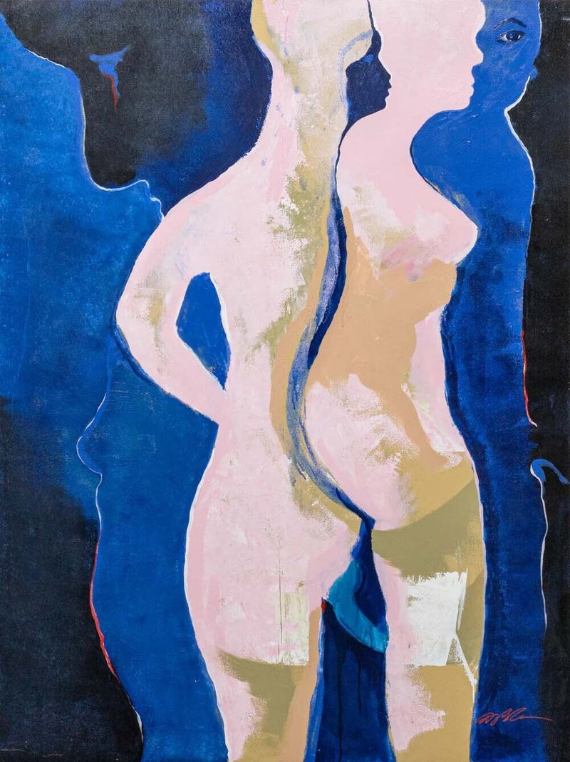 Dominic Pangborn Nudes in Blue: A Studio Inspiration Unique Acrylic Painting
