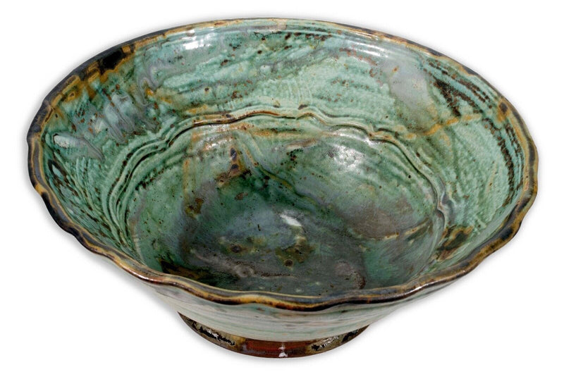 John Glick Ceramic Stoneware Turquoise Bowl Signed and Stamped