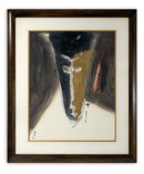 Norman Laliberte Modernist Mask Signed Mixed-Media Painting on Paper Framed 1951