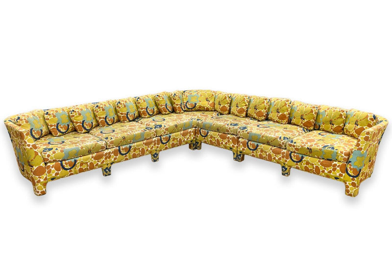 1970s Sherrill Furniture Co Milo Baughman Style Colorful 3 Piece Sofa Sectional