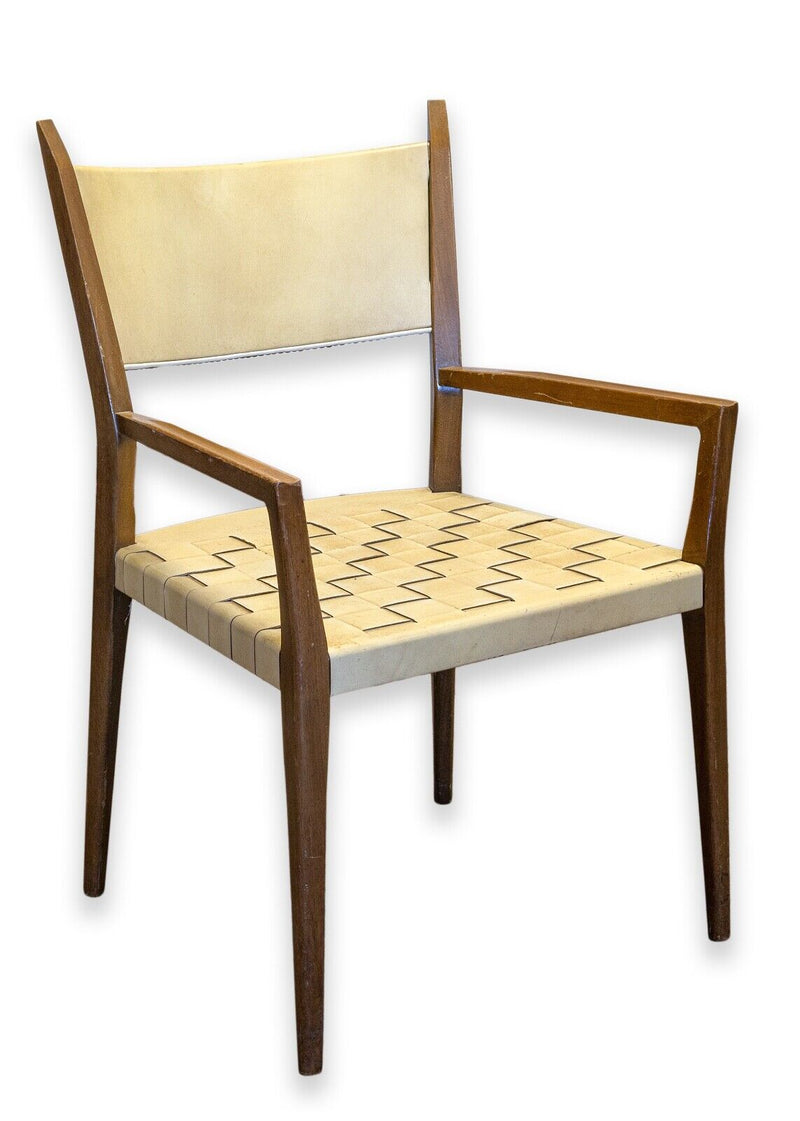 Paul McCobb Protype III Armchair for Calvin Furniture Co. Woven Leather & Wood