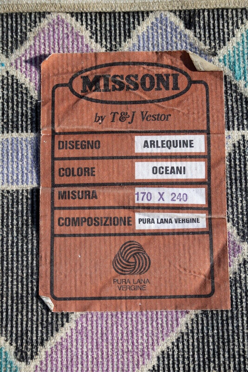 Missoni Wool Italian 80s Style Oceani Arlequine Rug 5'5" x 7'8"