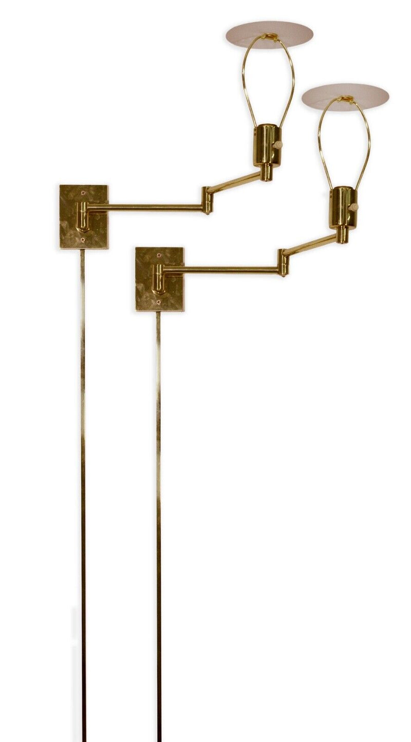 Pair Of George Hansen for Metalarte Spain Brass Swing Arm MCM Wall Sconces