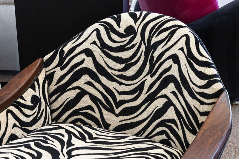 Pair of Adrian Pearsall Style Zebra Print Upholstery His and Hers Accent Chairs