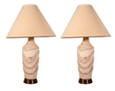 Pair of Waved Textured Ceramic Lamps Mid Century Modern