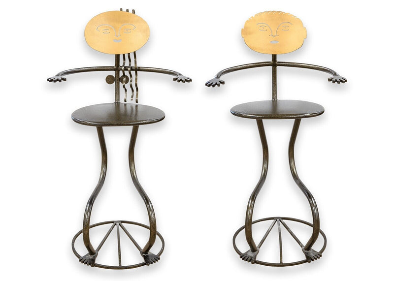 Pair of Vintage Fred Garbotz Rockledge Design Studios He She Bistro Barstools