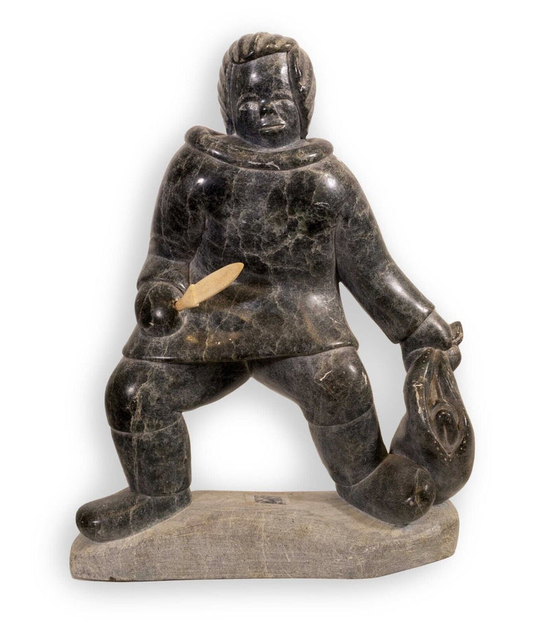 Povungnituk Hunter Inuit Figurative Soapstone Carving Sculpture Quebec Canadian