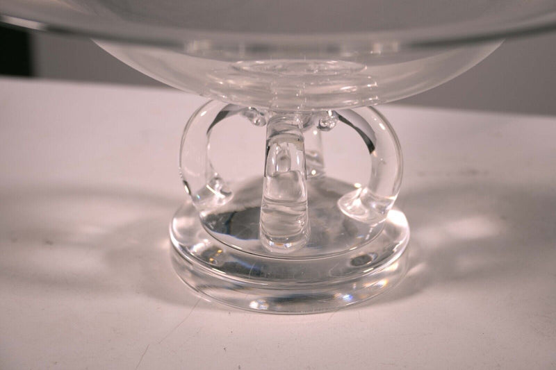 Steuben Scrolled Footed Tazza Pedestal Glass Bowl Mid Century Modern