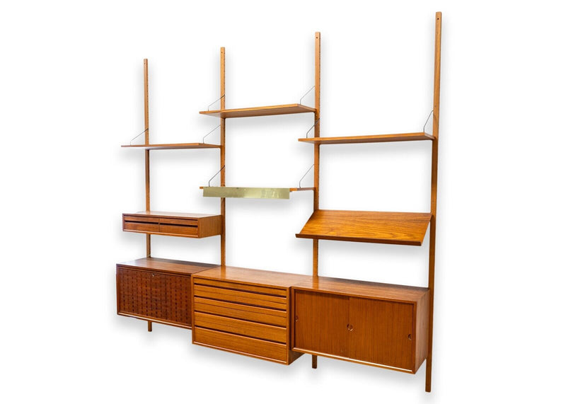 3 Bay Mid Century Modern Royal System Teak Cado Wall Unit by Poul Cadovius