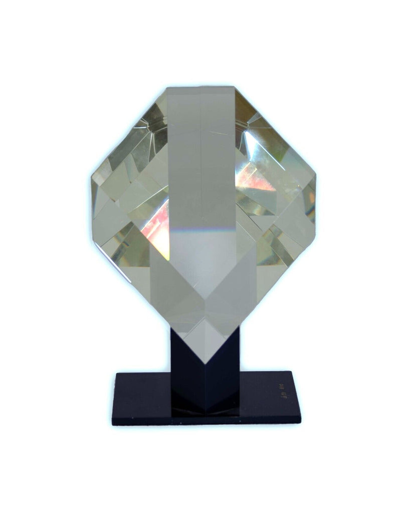 Karl Berg Contemporary Yellow Crystal Art Glass Prism Gem Sculpture CB 93 8/10