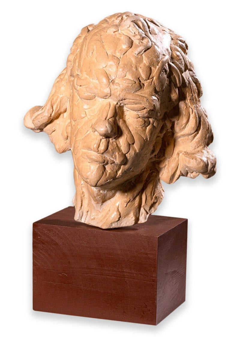 Sergio de Giusti Modernist Contemporary White Ceramic Male Bust Sculpture
