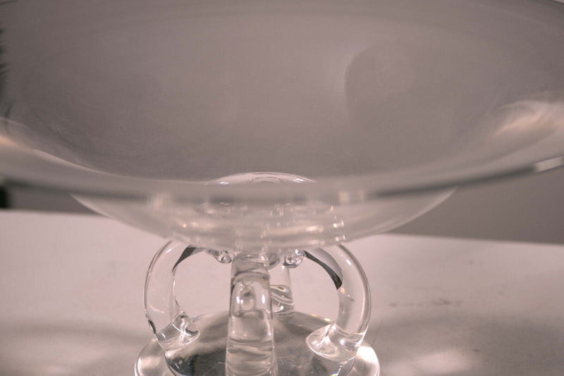 Steuben Scrolled Footed Tazza Pedestal Glass Bowl Mid Century Modern