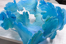 Janet Kelman Seafan Series Signed Contemporary Studio Glass Azure Blue Leaf Bowl