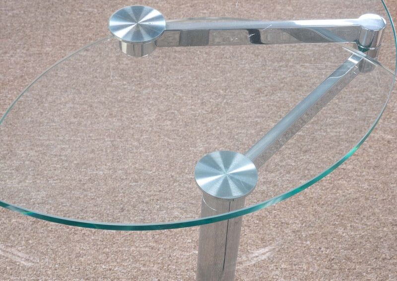 Post Modern Two Tier Articulating Glass Side End Table with Marble Base