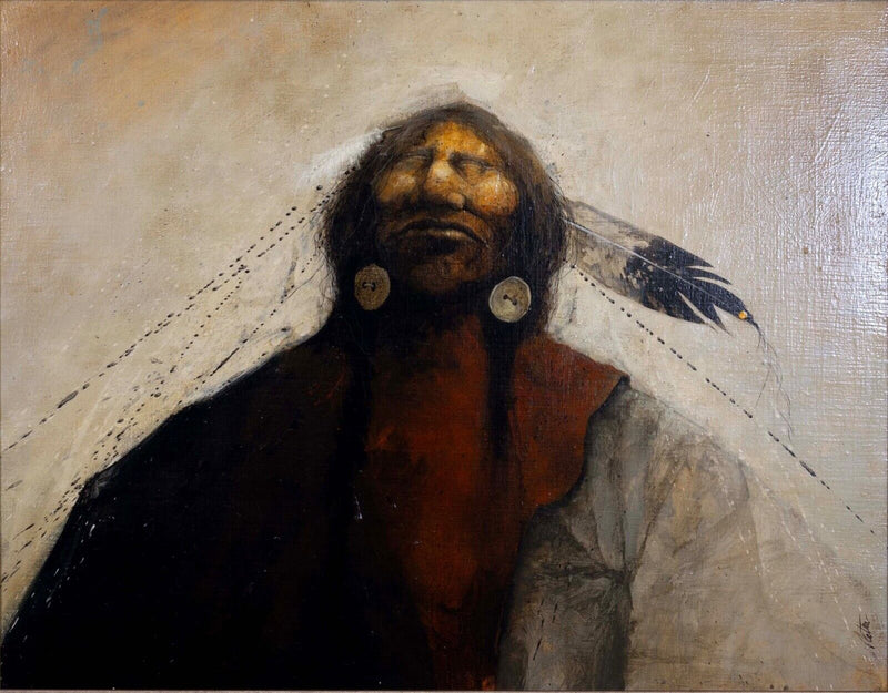 Paul Pletka Happy Kiowa Signed Acrylic Painting on Canvas Framed American SW