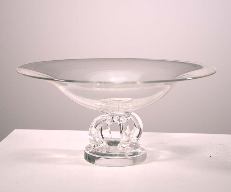 Steuben Scrolled Footed Tazza Pedestal Glass Bowl Mid Century Modern