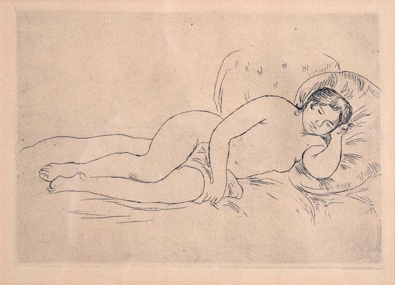 Pierre-Auguste Renoir Femme Nue Couchee Tournee a Droitte Drypoint Etching 1906