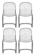 Set of Four Gastone Rinaldi Metal Dining Side Chairs 1970s Vintage Postmodern