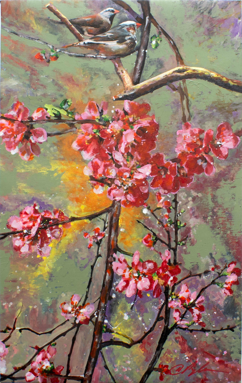 Dominic Pangborn Songbirds Among Blossoms Painting