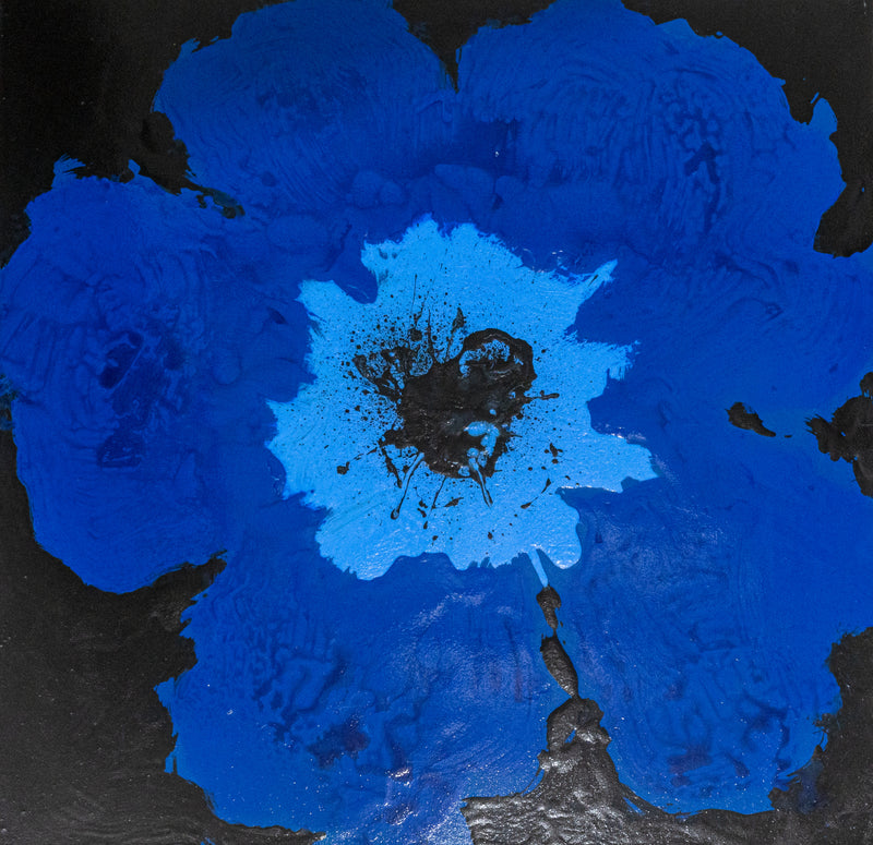 Dominic Pangborn Poppy Series: Blue on Board Painting