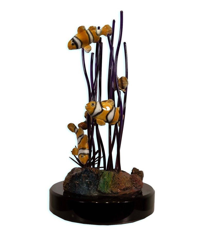 J Townsend Sealife Clownfish in Coral Bronze & Ceramic Sculpture Signed 7/399