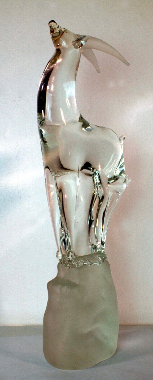 Mid Century Modern Vintage Glass Antelope Gazelle Deer Figure Sculpture Signed