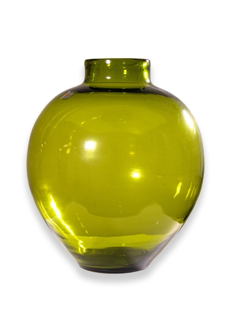 Blenko Green Blown Glass Model 8821L Hand Signed and Dated Jar Vase