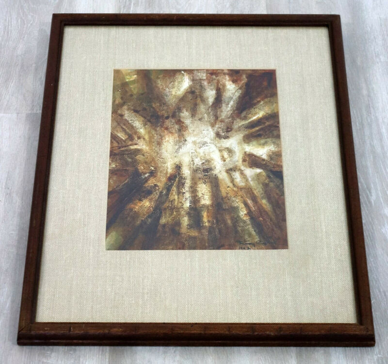 Mid Century Modern Framed Oil on Paper Painting Abstract Signed Tammy Egbal 60s