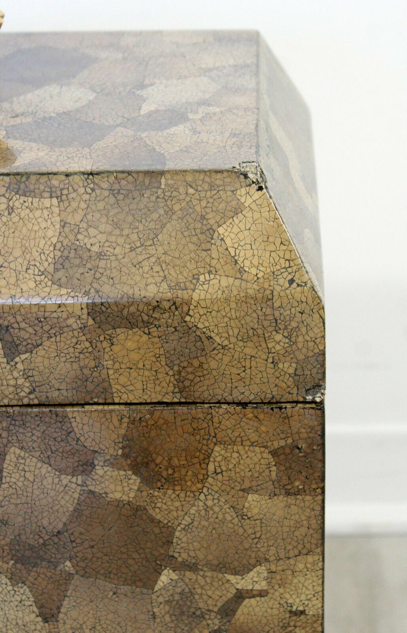 Mid Century Modern Maitland Smith Tesselated Stone Lidded Chest Box Vessel 1970s