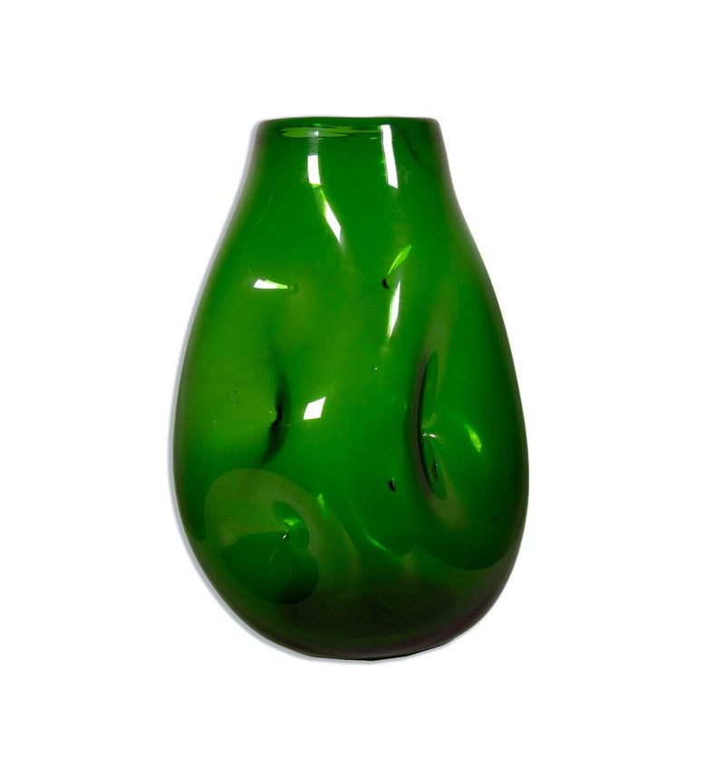 Blenko Emerald Green Pinched Vase Model 921L Mid Century Modern