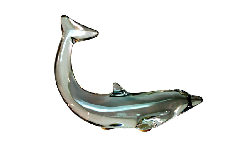 Baccarat Dolphin Fine Crystal Contemporary Sculpture Etched Signature