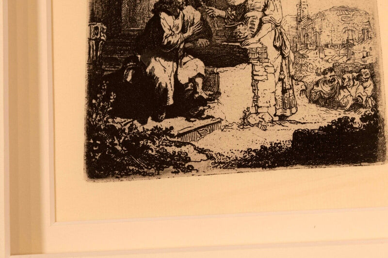 Rembrandt Van Rijn Christ and the Woman 1634 Etching Millenium Edition Framed