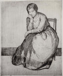 Myron Barlow Seated Woman Signed Vintage Etching on Paper American Realism 1920s