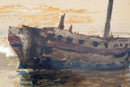 Edmund Darch Lewis Signed Boat at Sea Antique Impressionist Watercolor on Paper