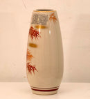 Kutani-Enzan Japanese Kutani Flower Vase Kabin Ikebana Sometsuke Aka-E Signed