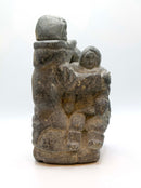 Inuit Mother & Child Grey Soapstone Carving Sculpture Native Arctic Canada