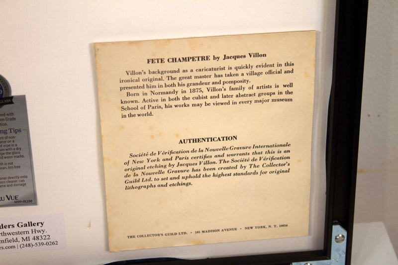 Jacques Villon Fete Champetre Vintage Etching on Paper Caricature Portrait F