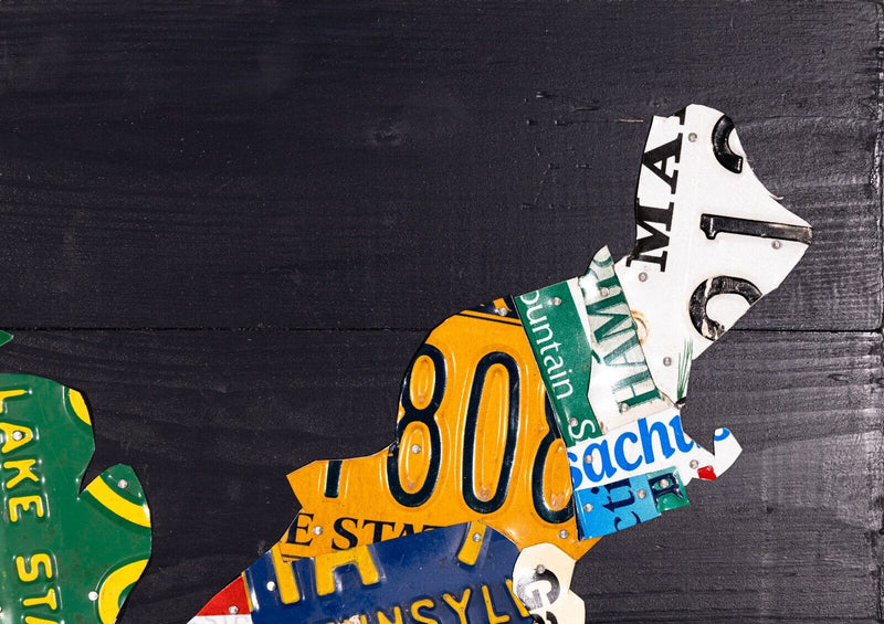 Contemporary Assemblage License Plate Art Map Of The USA By Design Turnpike
